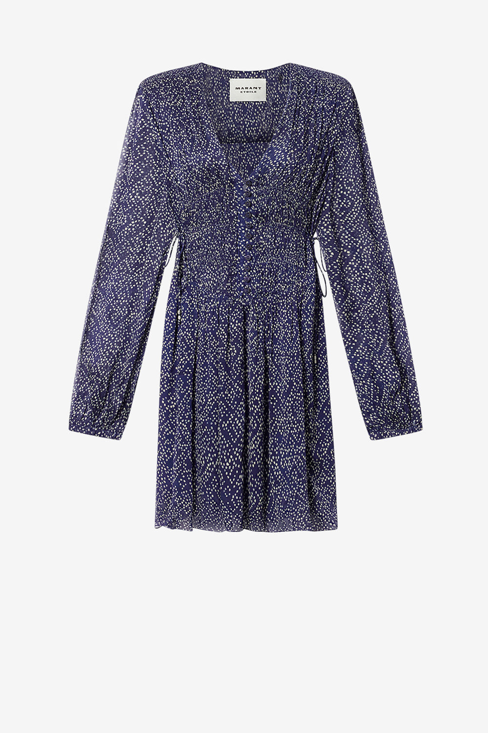 Kurzes kleid loriena aus bedrucktem musselin - Midnight - Woman