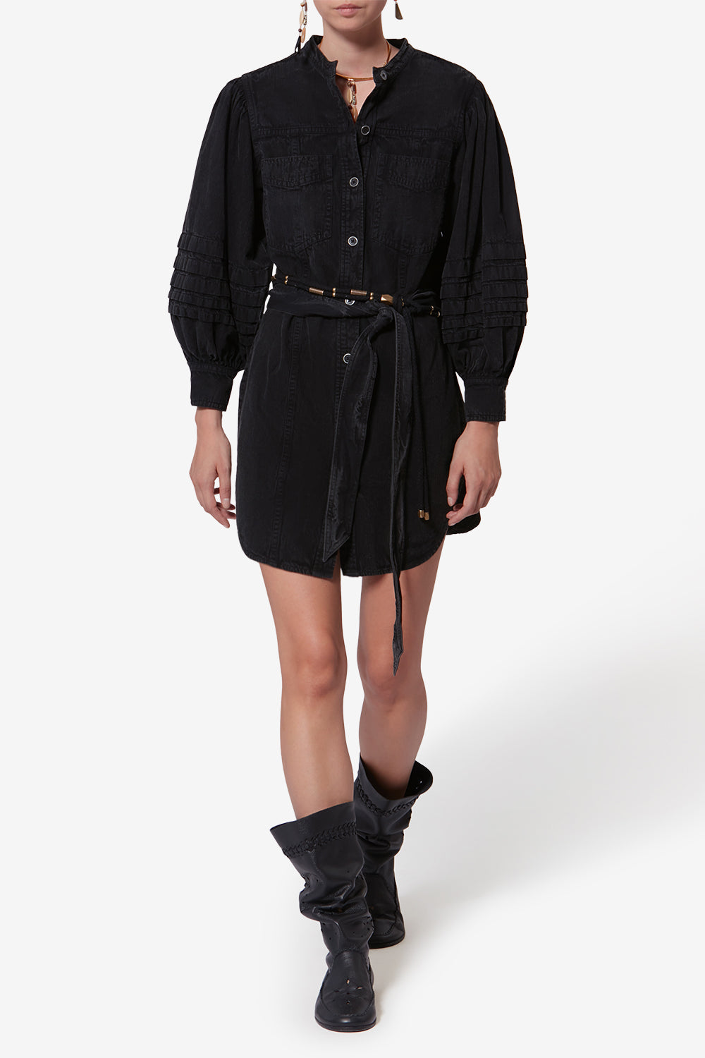 Moe faded chambray shirt dress - Black - Woman - 2