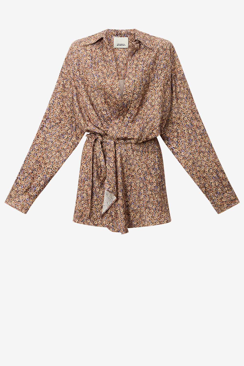 Harmony floral silk jacquard shirt dress - Ochre - Woman - 1