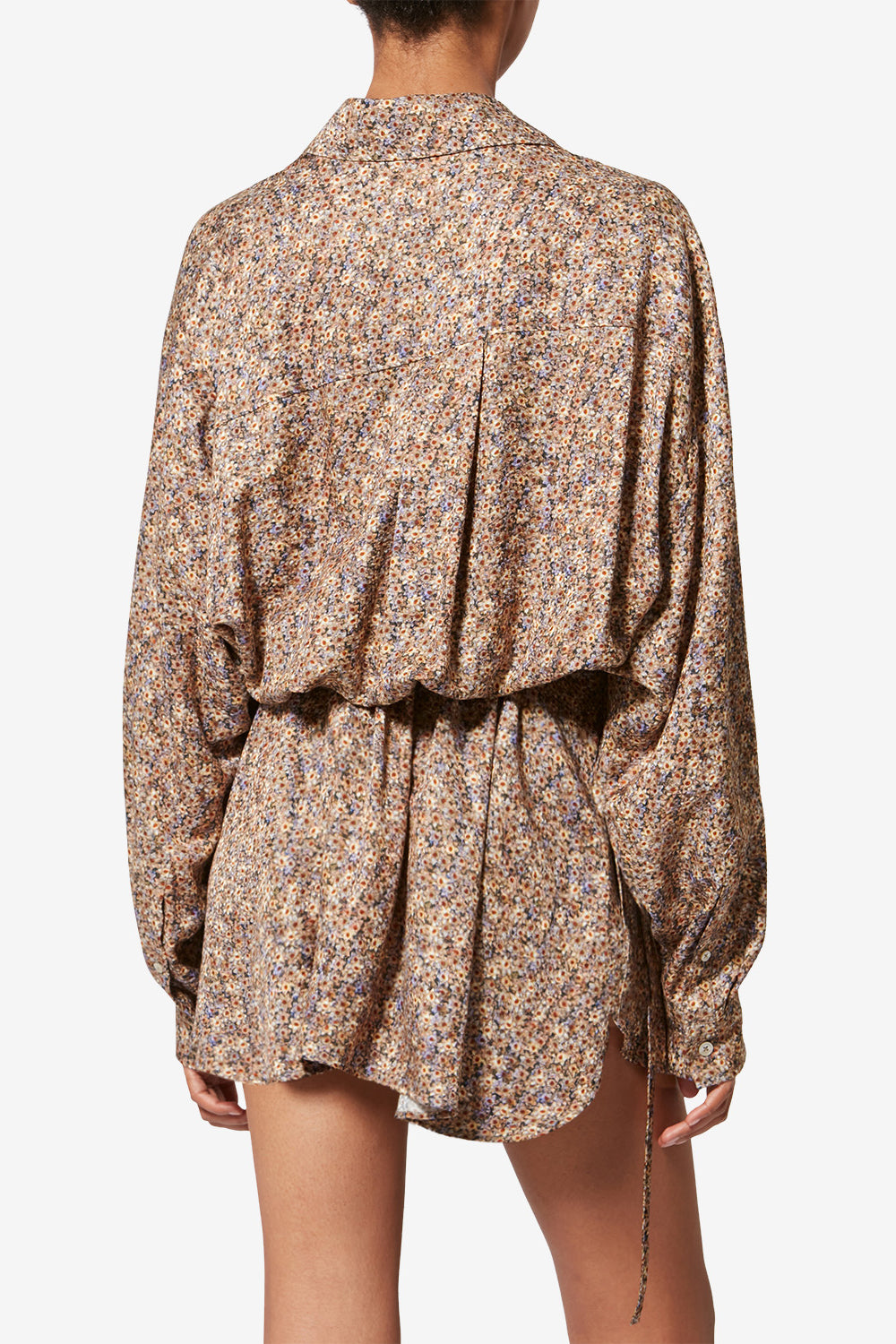 Harmony floral silk jacquard shirt dress - Ochre - Woman - 5