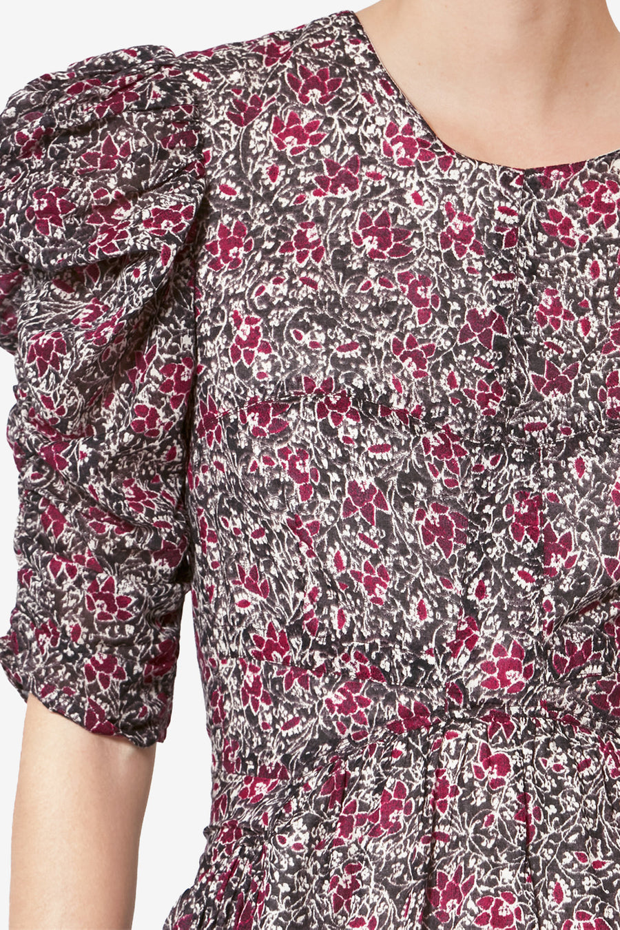 Sichellia long printed organic cotton voile dress - Crushed berry - Woman - 3