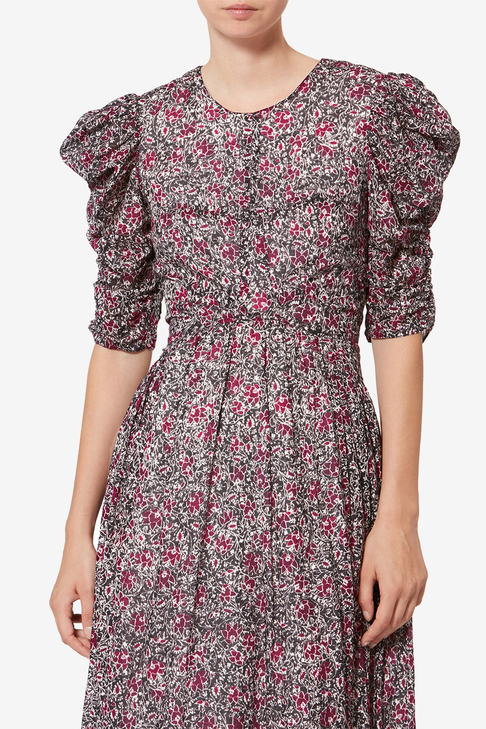 Sichellia long printed organic cotton voile dress - Crushed berry - Woman - 4