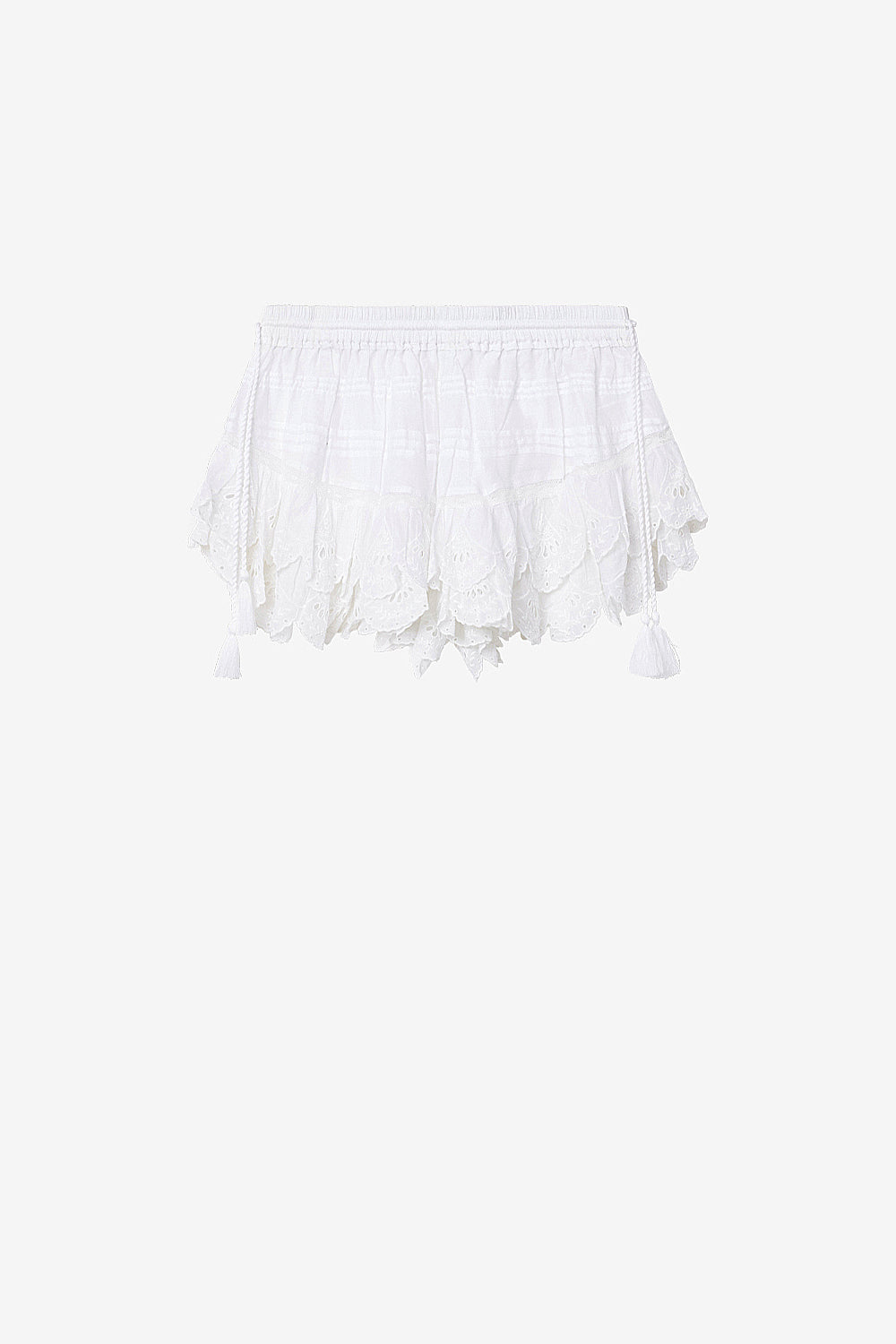 Puria short ruffled cotton and floral lace skort - White - Woman - 1