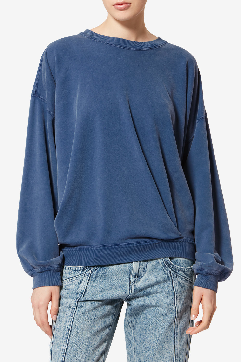 Sweatshirt sauria en coton délavé - Bleu indigo - Woman - 4