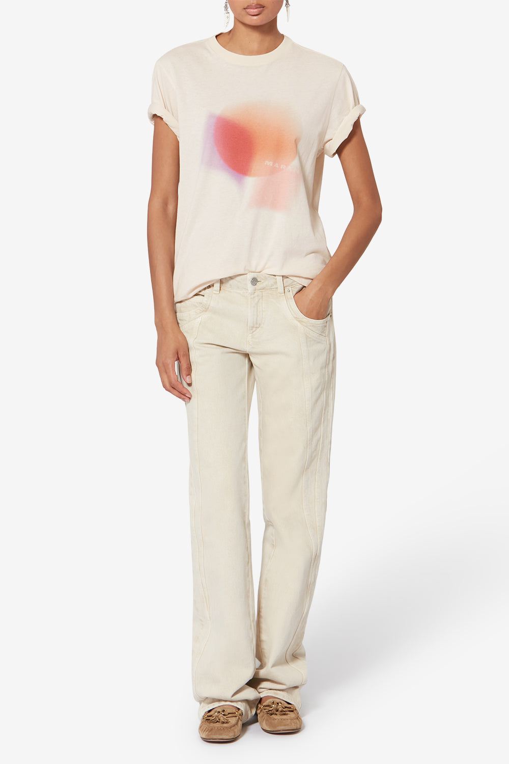 T-shirt zewel en coton imprimé - Écru - Woman - 2