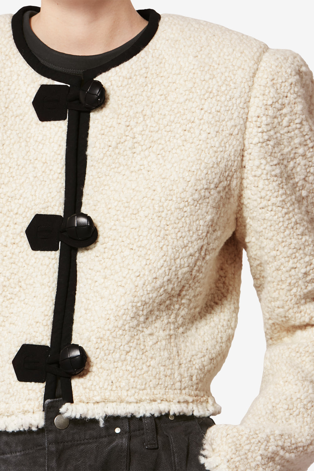 Veste gradilia en laine bouclette - Écru - Woman - 3