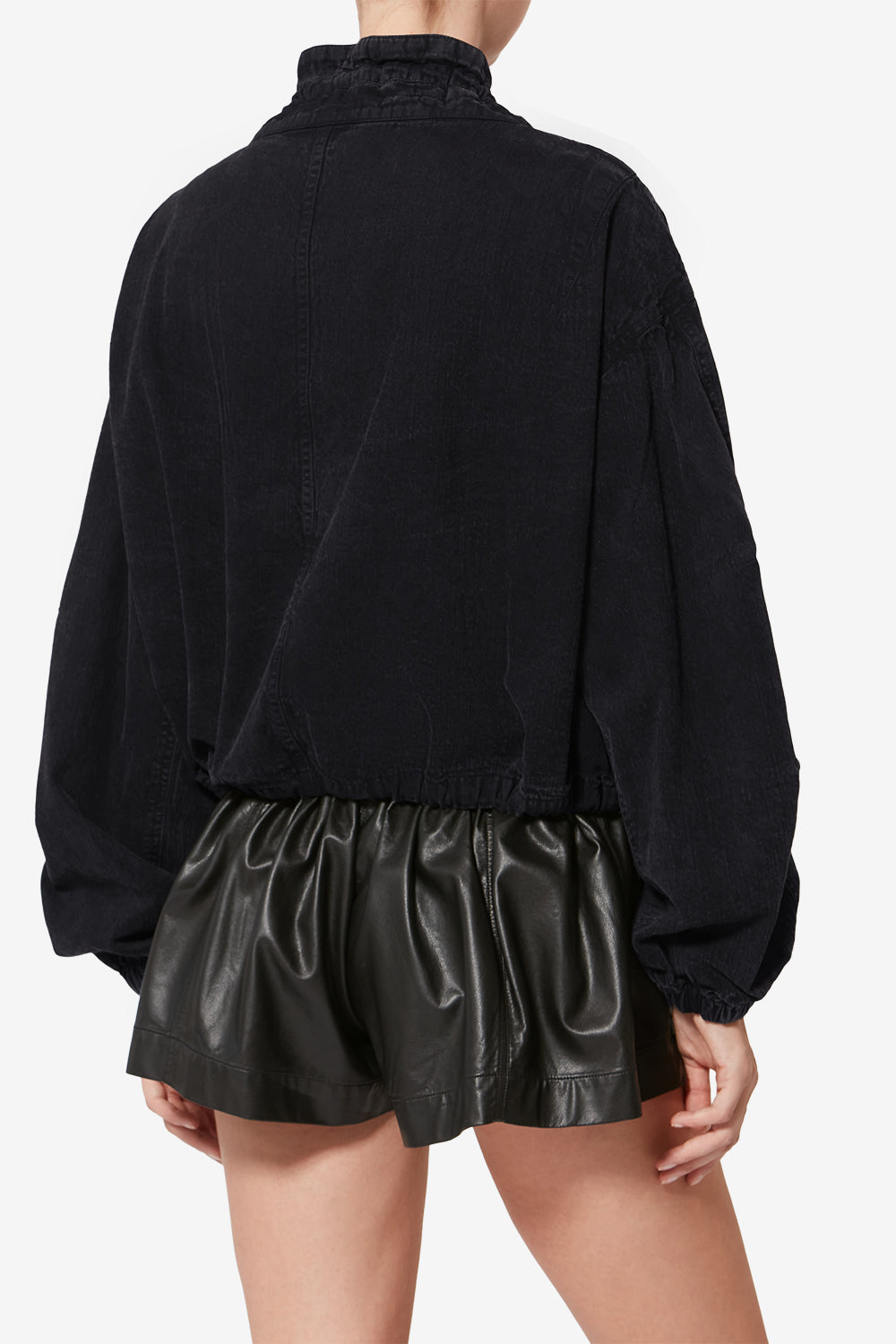 Veste courte plume en chambray - Noir délavé - Woman - 5