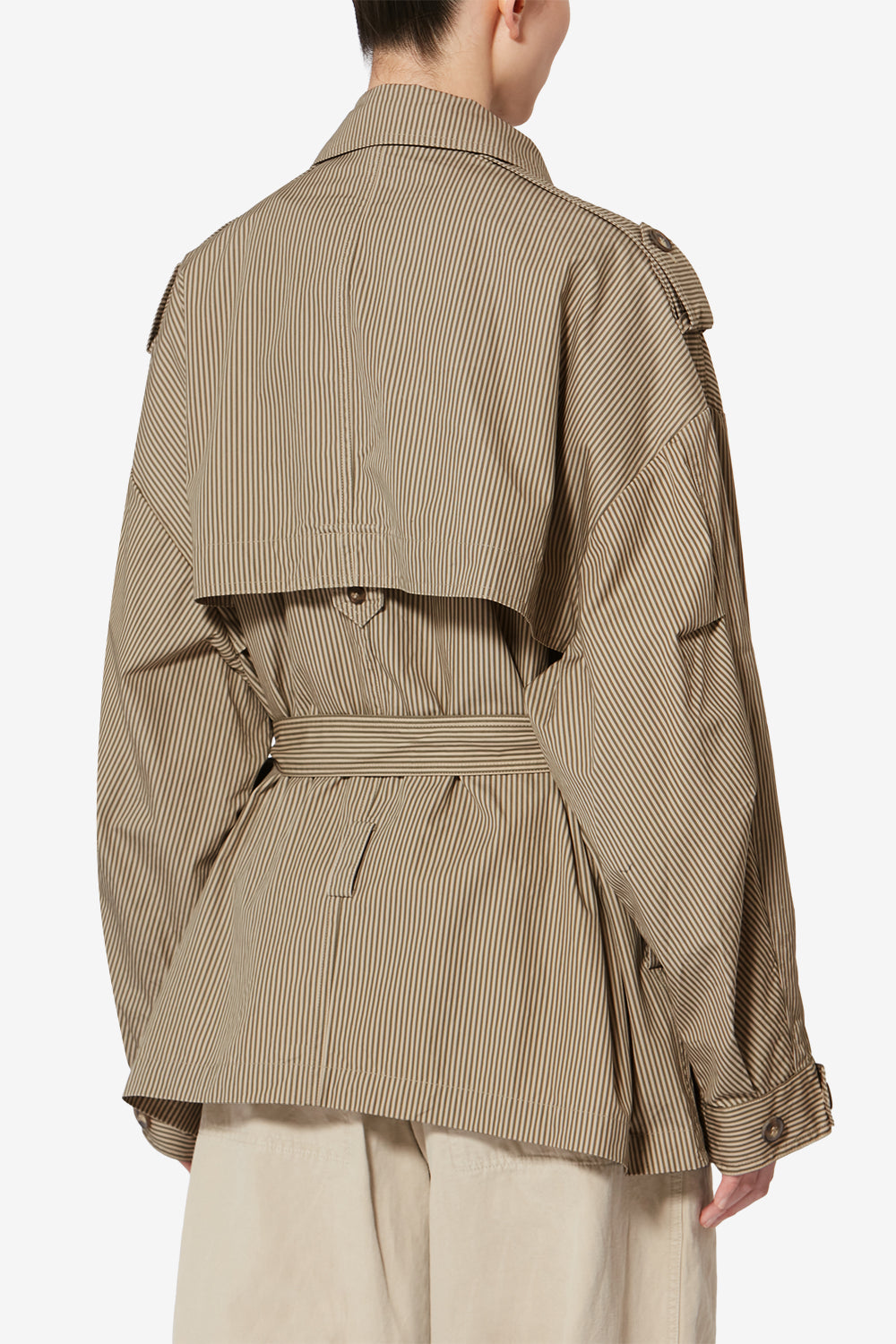 Veste claya en coton rayé - Beige-kaki - Woman - 5