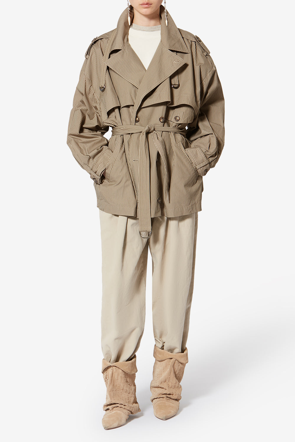 Veste claya en coton rayé - Beige-kaki - Woman - 2