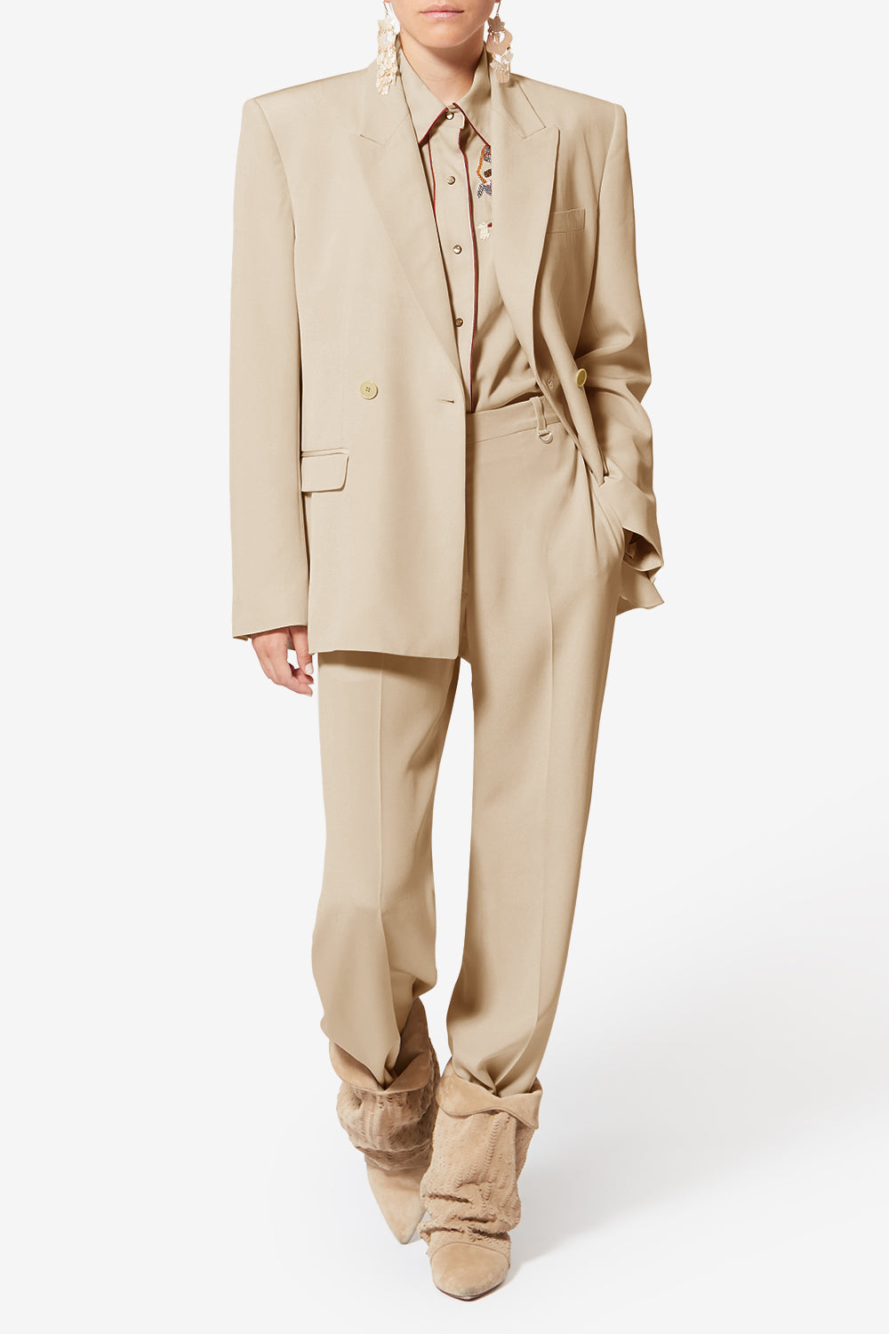 Calie 실크 크레이프 재킷 - 에크루 - Woman