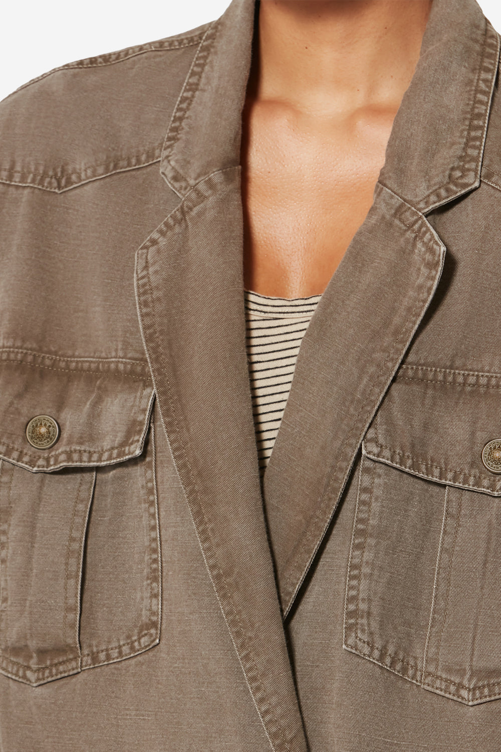 Veste nevala en toile de lin et coton - Foncé bronze - Woman - 3