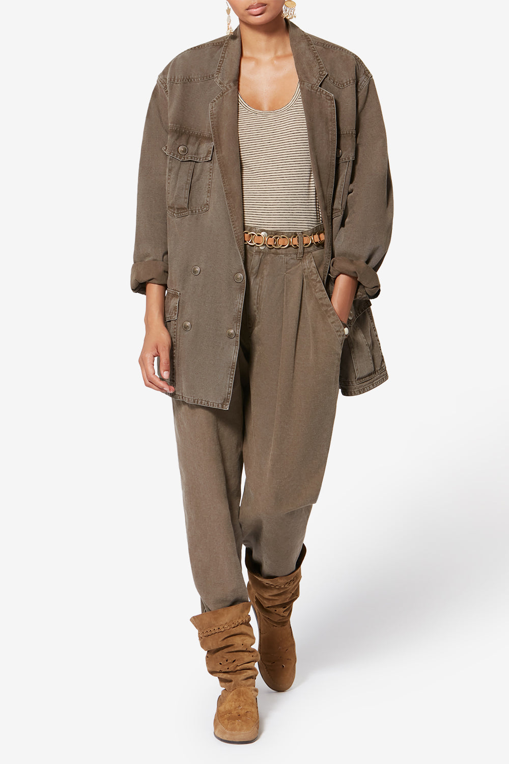 Veste nevala en toile de lin et coton - Foncé bronze - Woman - 2