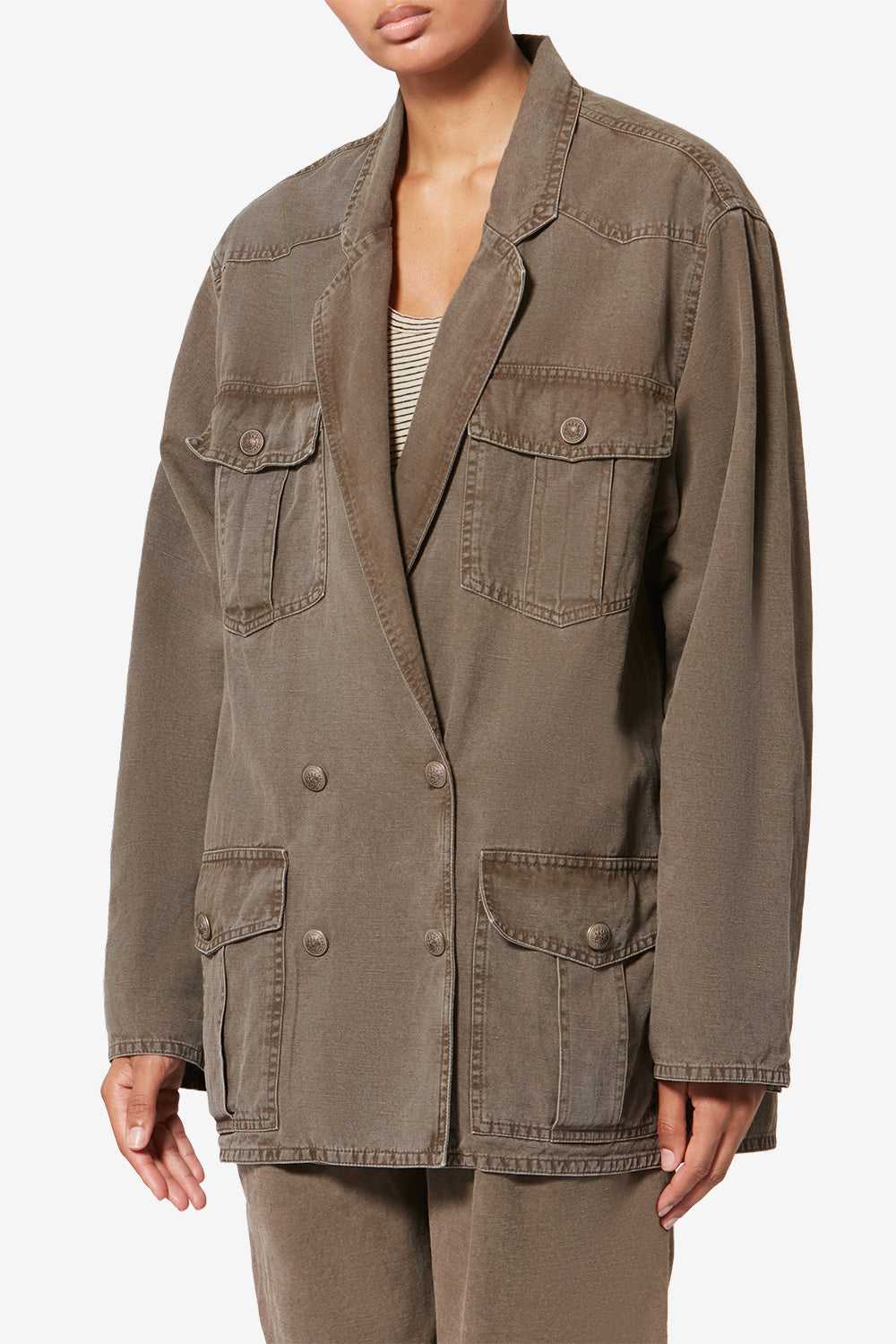 Veste nevala en toile de lin et coton - Foncé bronze - Woman - 4