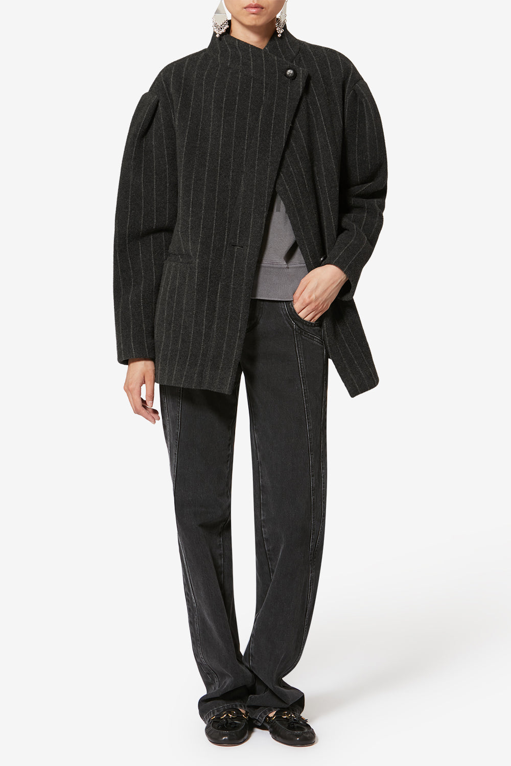 Veste jabadine en laine - Anthracite - Woman - 2