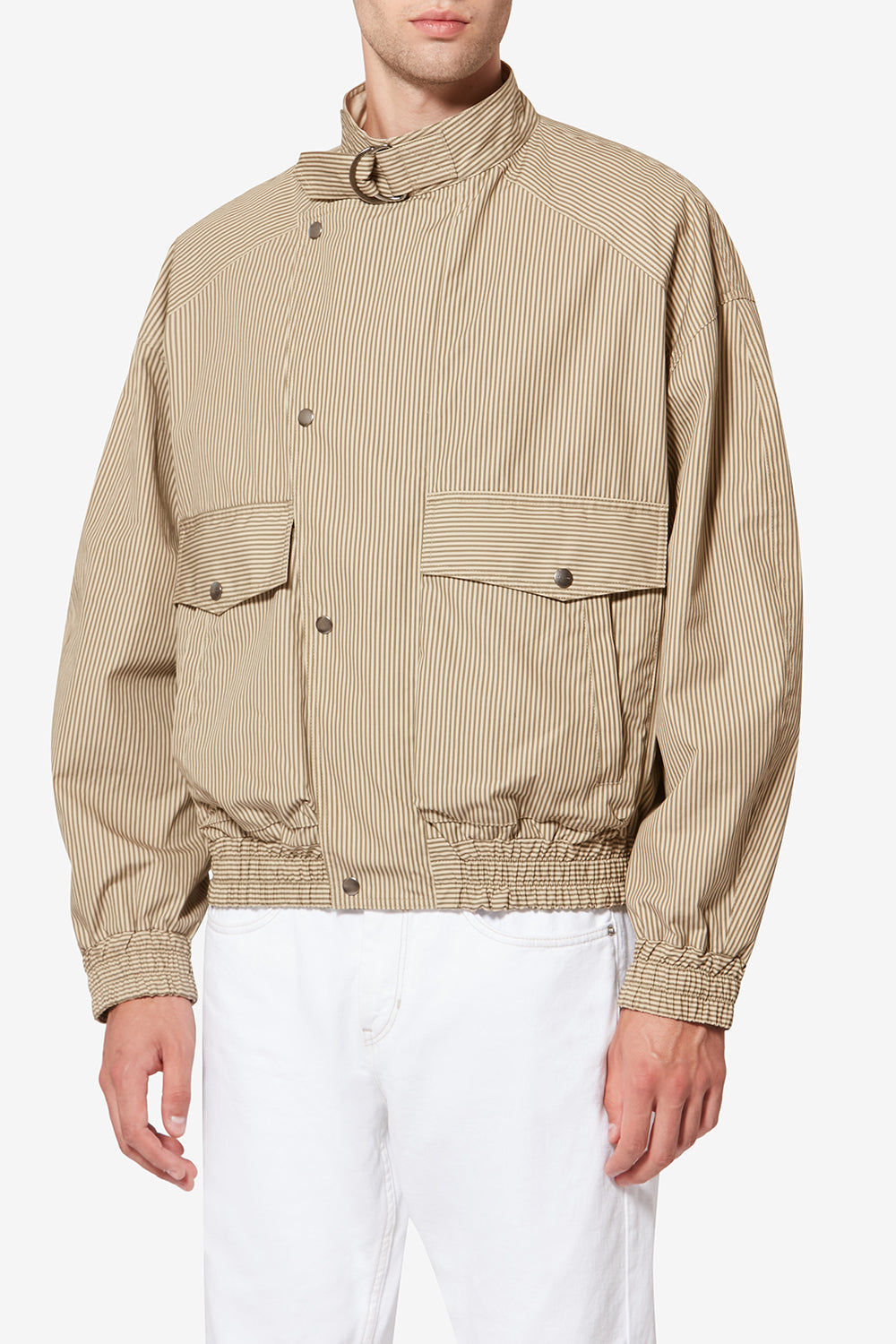 Corto striped cotton jacket - Beige-khaki - Man - 4