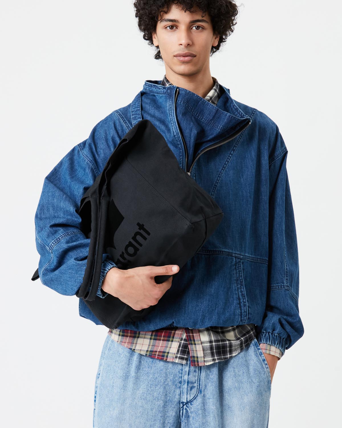 Borsa tote yenky in tela con ricamo - Nero - Woman - 4