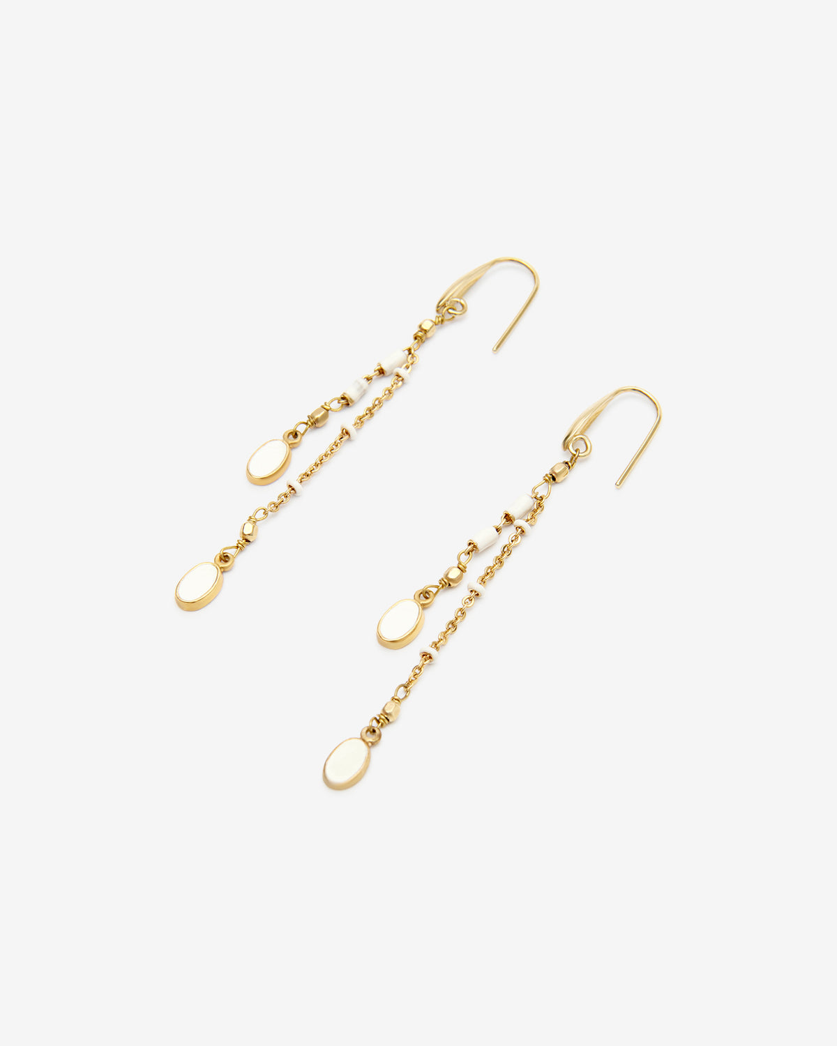 Gold-finish brass pendant earrings - Ecru - Woman - 5