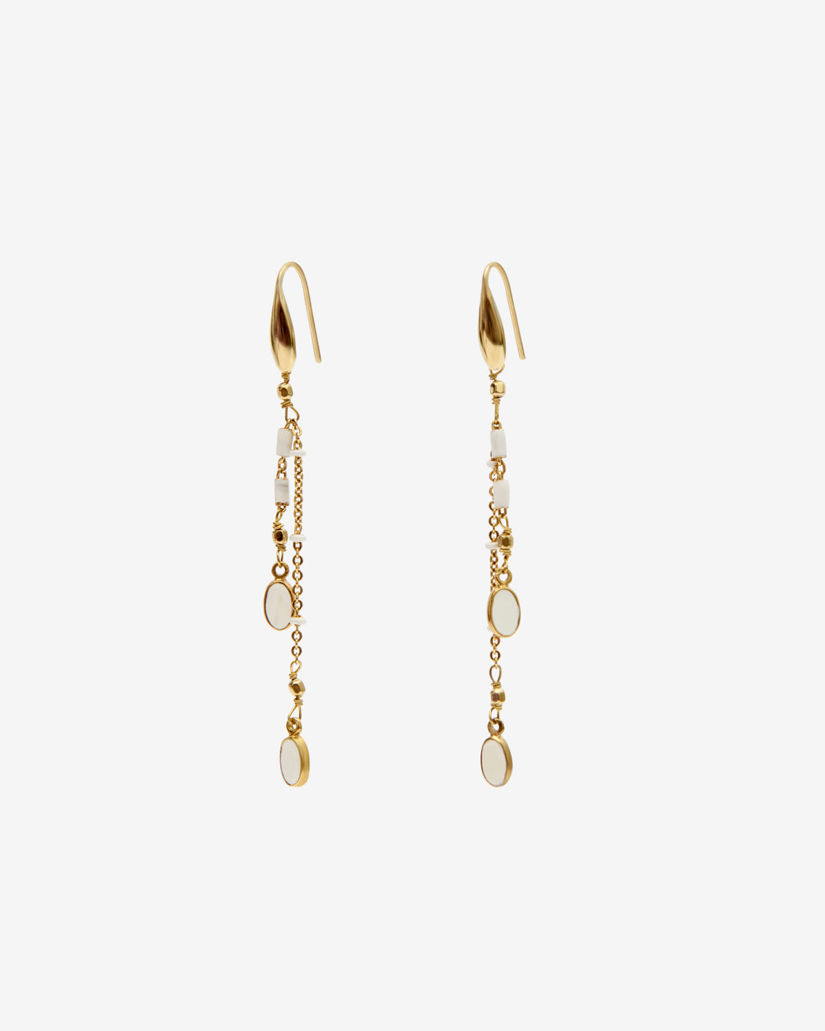 Gold-finish brass pendant earrings - Ecru - Woman - 1