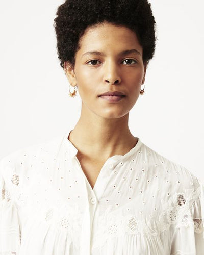 Casablanca golden hoop earrings - Ecru - Woman - 2