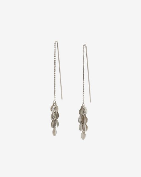 Metal shiny leaf earrings Woman Silver 1
