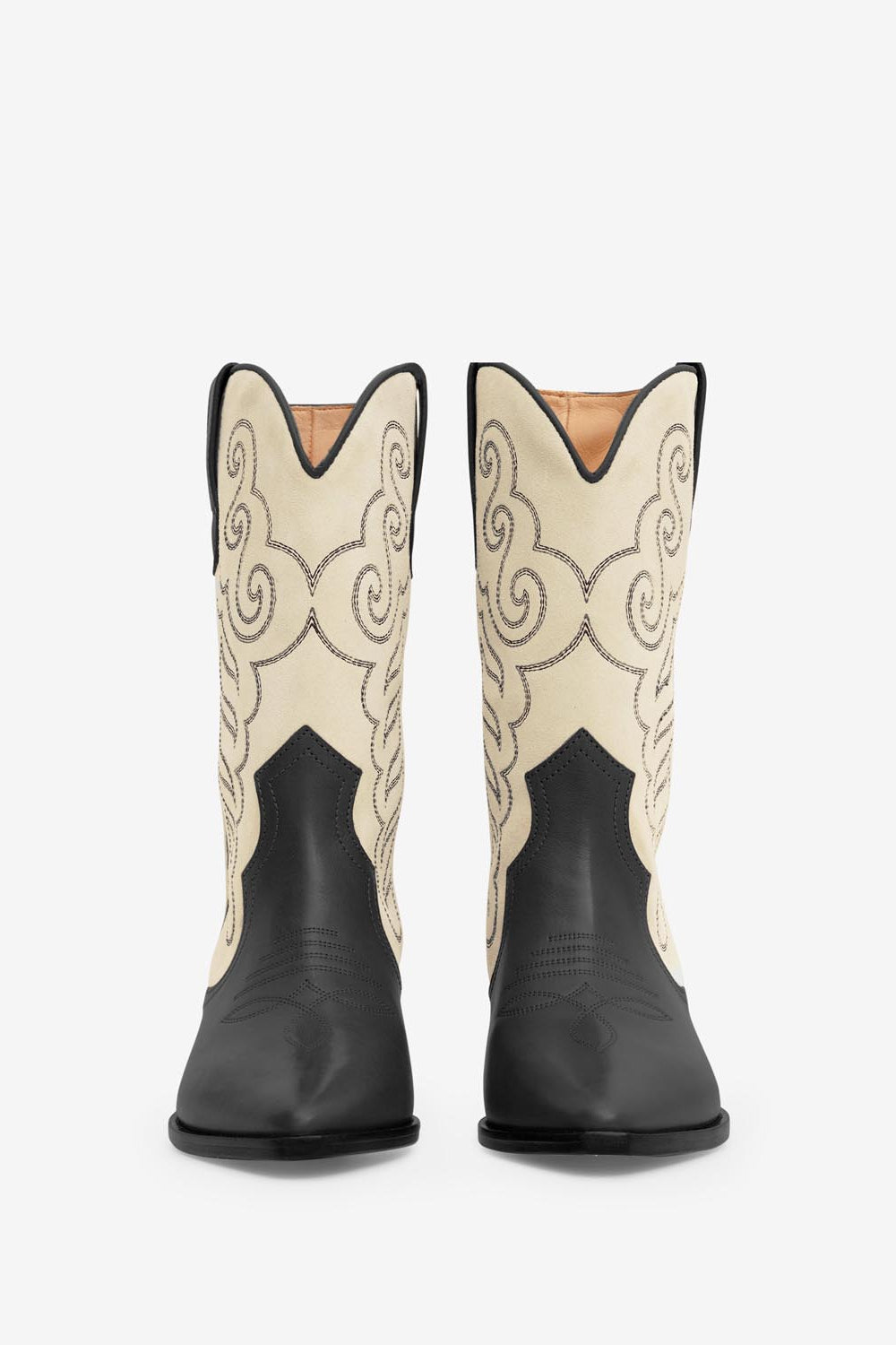 Duerto cowboy boots in suede leather - Black and ecru - Woman - 3