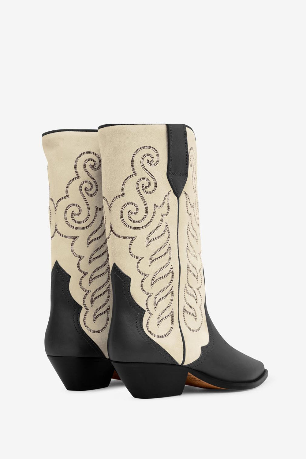 Duerto cowboy boots in suede leather - Black and ecru - Woman - 4