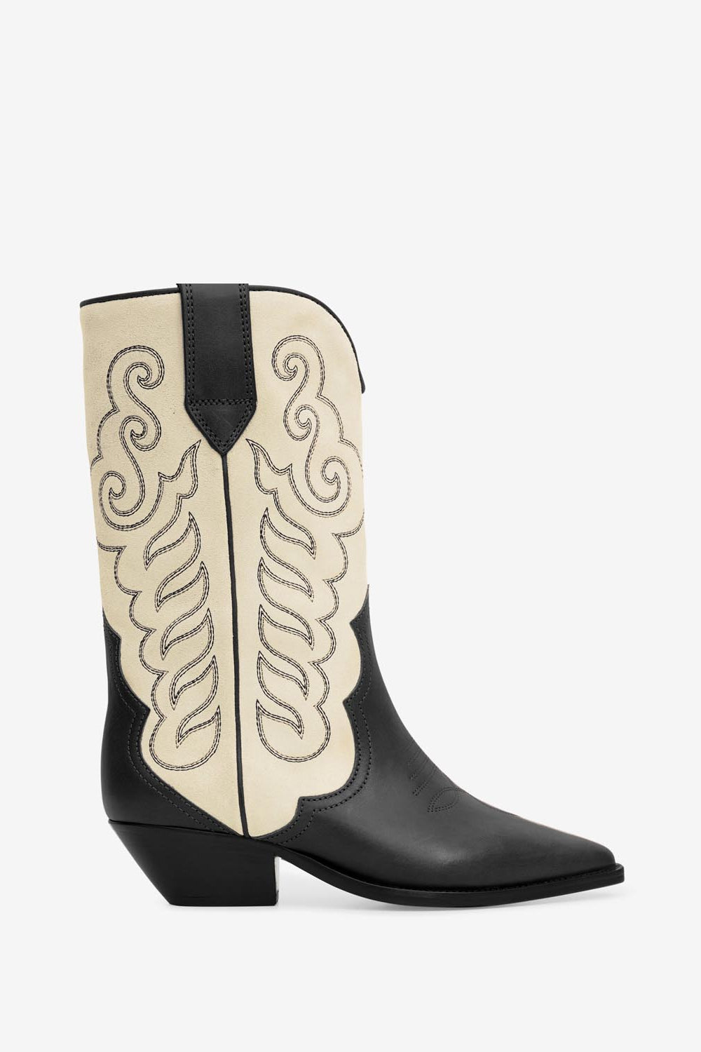Duerto cowboy boots in suede leather - Black and ecru - Woman - 1