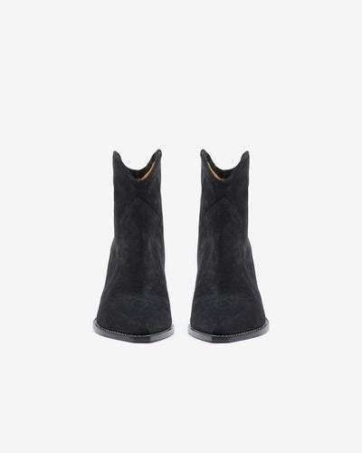 Stivali darizo texani con tacco in pelle di vitello scamosciata - Nero lavato - Woman - 8