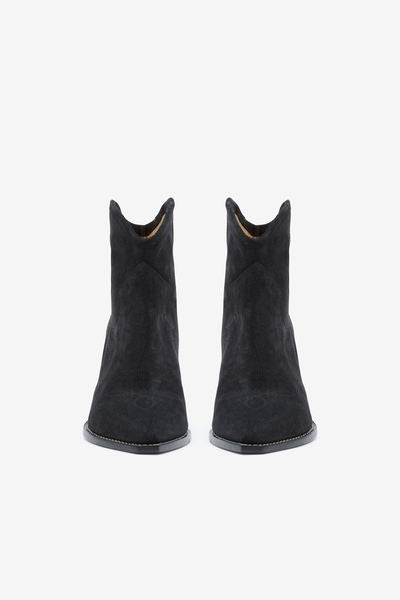 Stivali darizo texani con tacco in pelle di vitello scamosciata - Nero lavato - Woman - 8