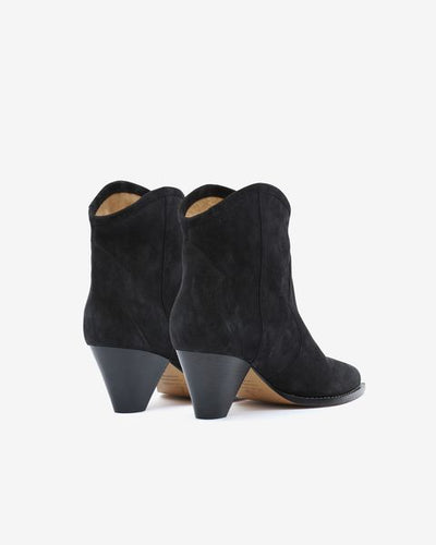 Stivali darizo texani con tacco in pelle di vitello scamosciata - Nero lavato - Woman - 4