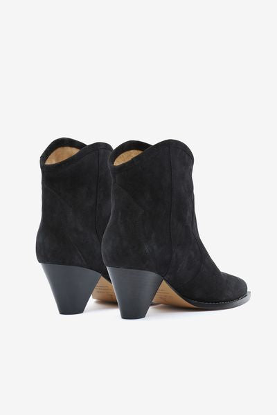 Stivali darizo texani con tacco in pelle di vitello scamosciata - Nero lavato - Woman - 4