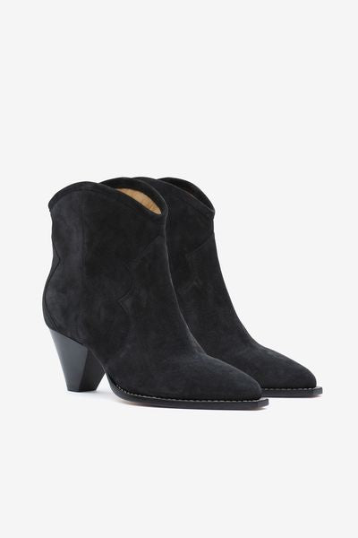Stivali darizo texani con tacco in pelle di vitello scamosciata - Nero lavato - Woman - 6