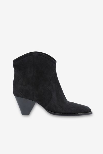 Stivali darizo texani con tacco in pelle di vitello scamosciata - Nero lavato - Woman - 2