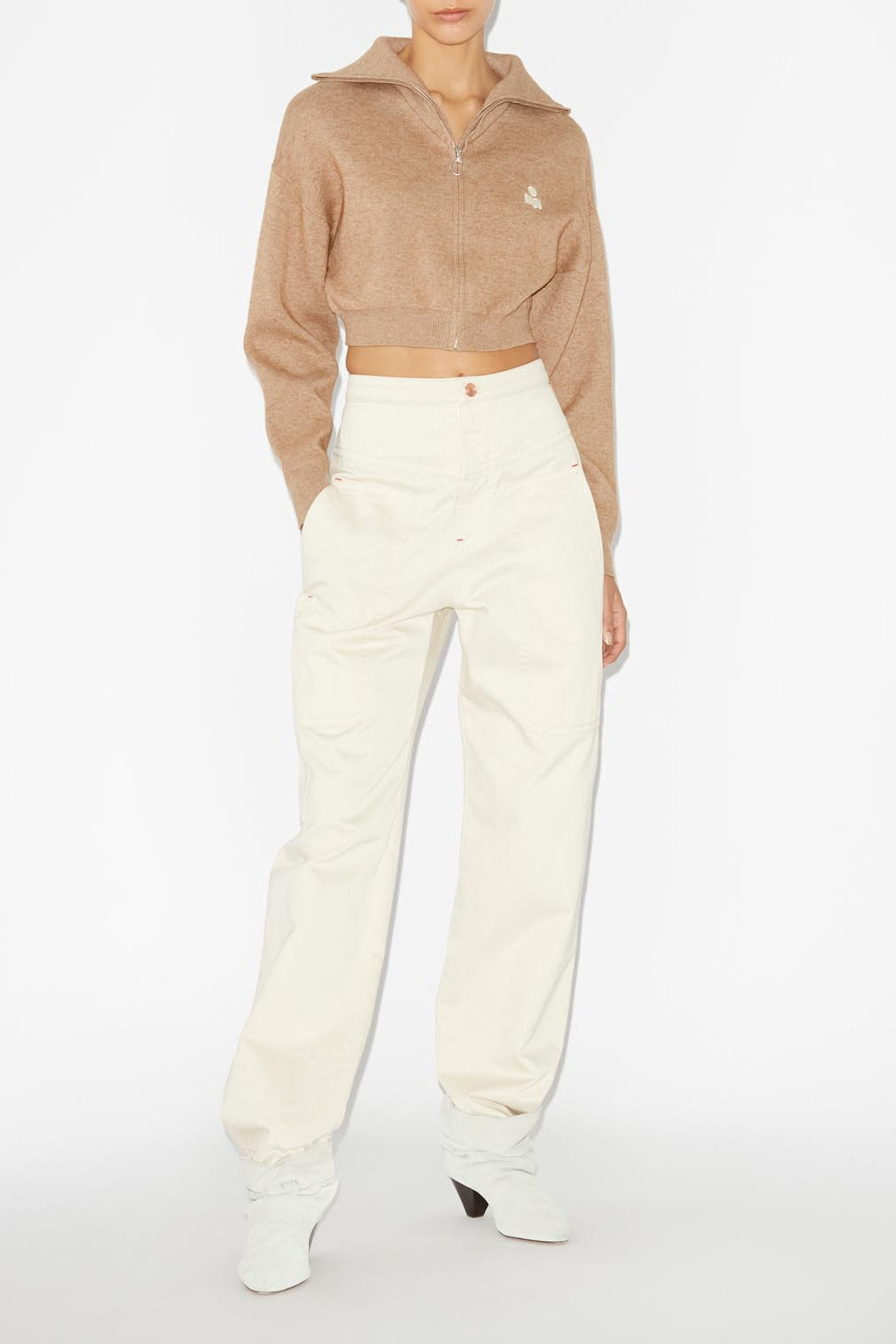 Cardigan oxane court en maille - Camel - Woman - 3