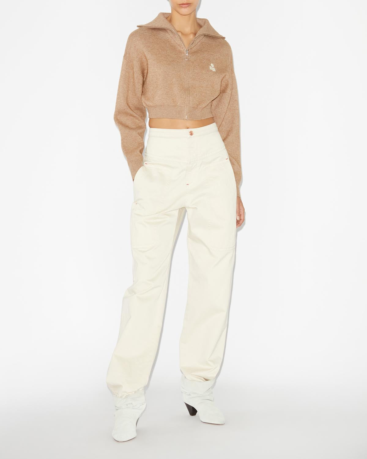 Cardigan oxane court en maille - Camel - Woman - 1