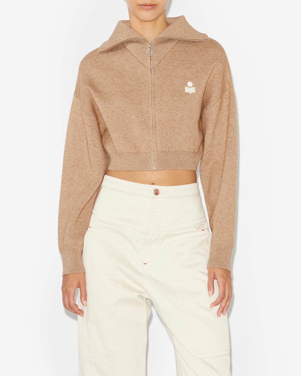 Cardigan oxane court en maille - Camel - Woman - 5