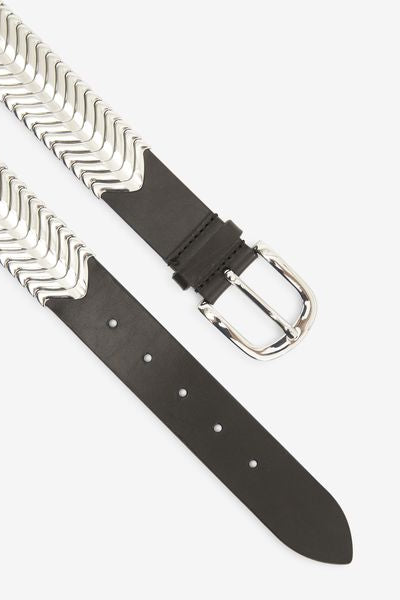 Tehora 송아지 가죽 벨트 - Black and silver - Woman - 7