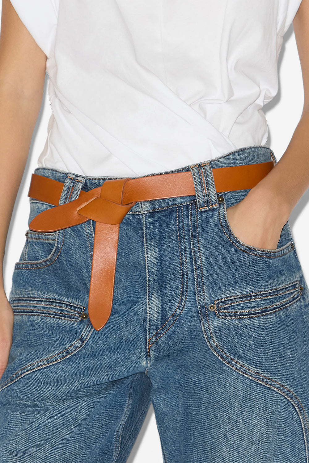 Cintura in pelle da annodare lecce - Naturale - Woman - 7