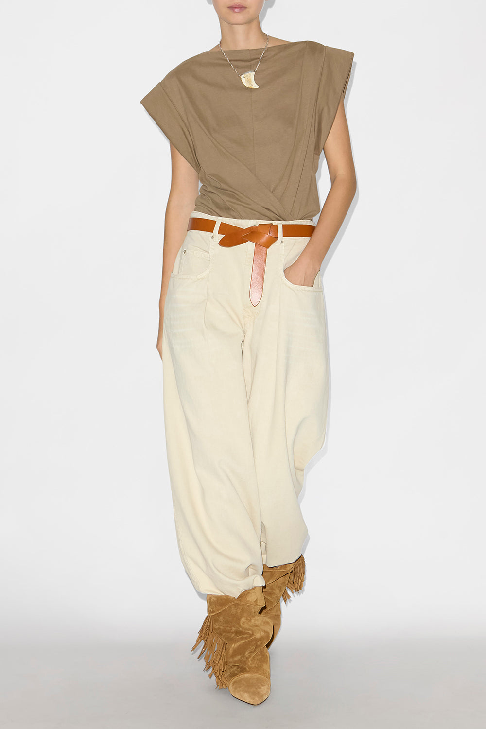 Cintura in pelle da annodare lecce - Naturale - Woman - 6