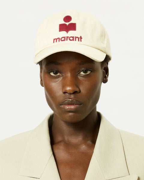 TYRON cotton Cap Woman ecru and red | ISABEL MARANT Official