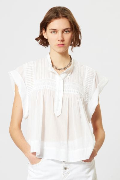 Leaza top in voile di cotone - Bianco - Woman - 5