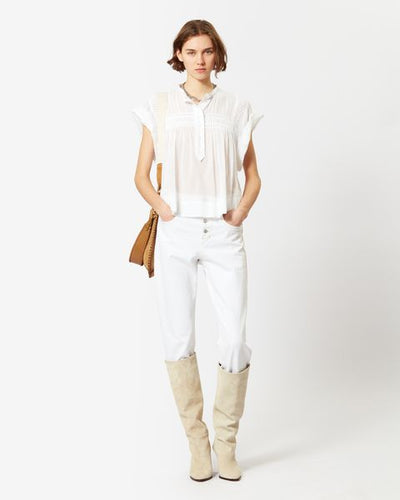 Haut sans manche en voile de coton leaza - Blanc - Woman - 1