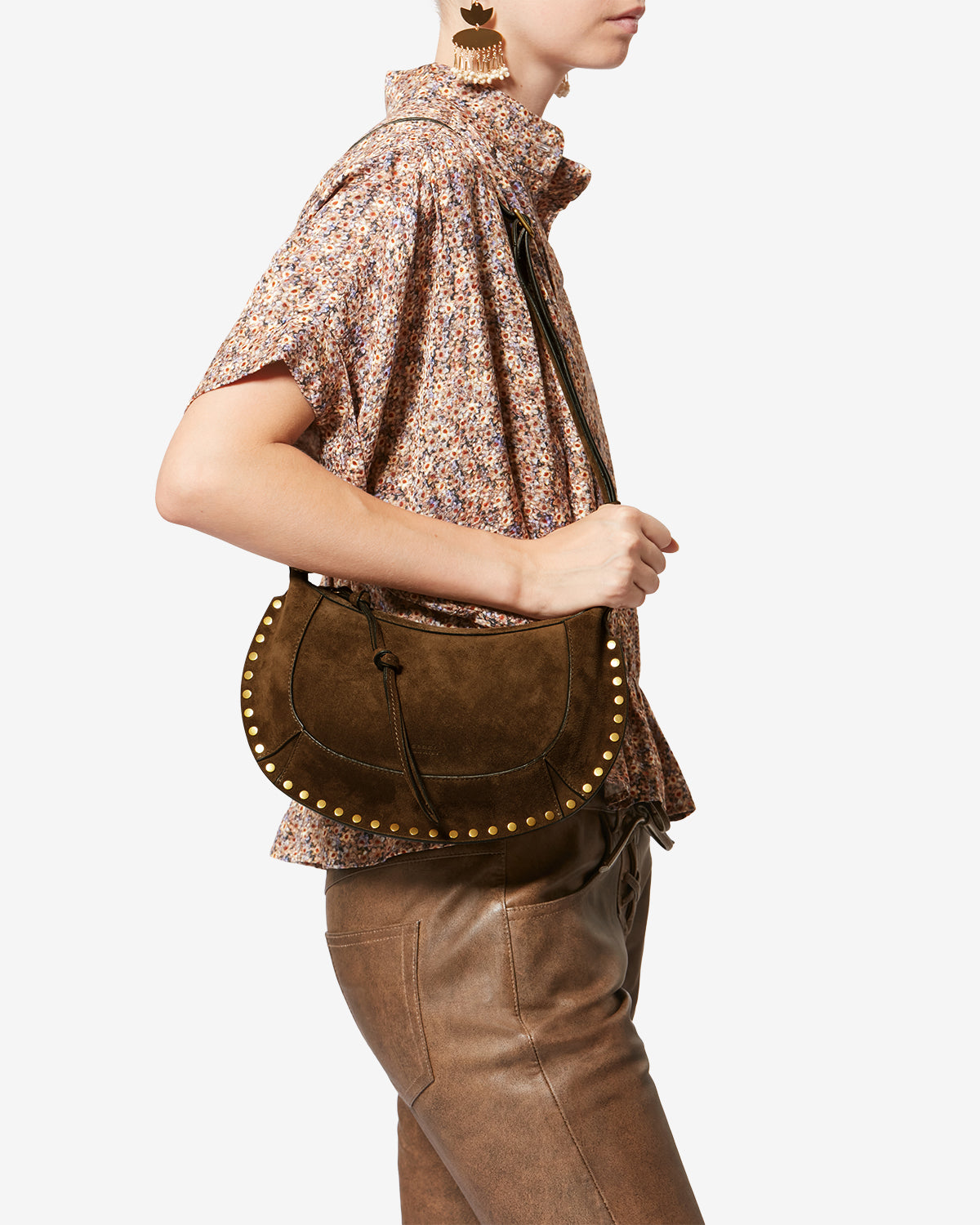 Bolso de mano baguette oskan moon en piel de becerro de ante - Bronce - Woman - 4