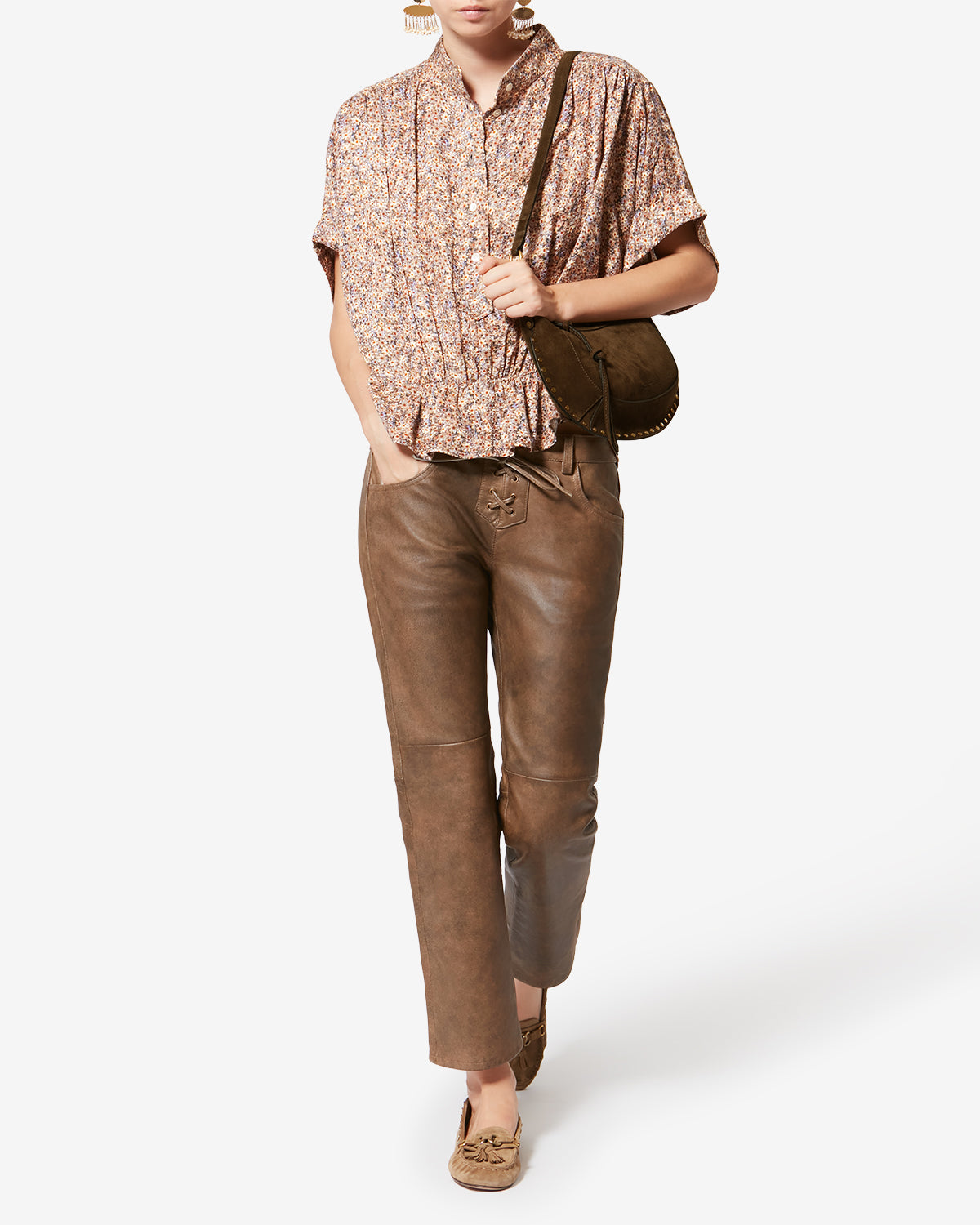 Bolso de mano baguette oskan moon en piel de becerro de ante - Bronce - Woman - 8