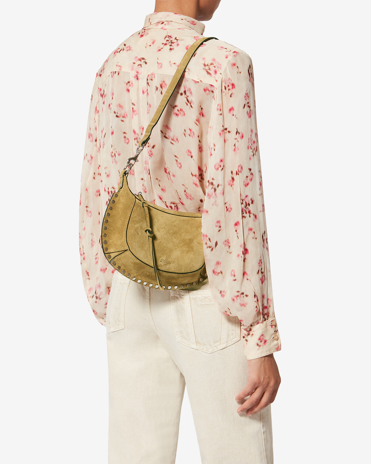 Bolso de mano baguette oskan moon en piel de becerro de ante - Taupe - Woman - 2