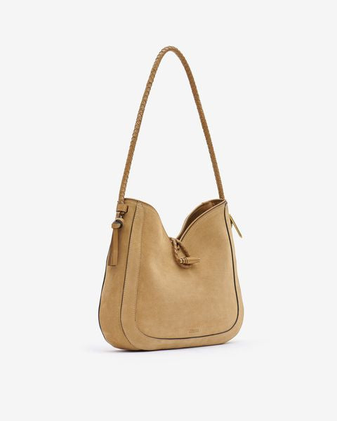 Schultertasche vigo hobo aus veloursleder Woman Camel 1