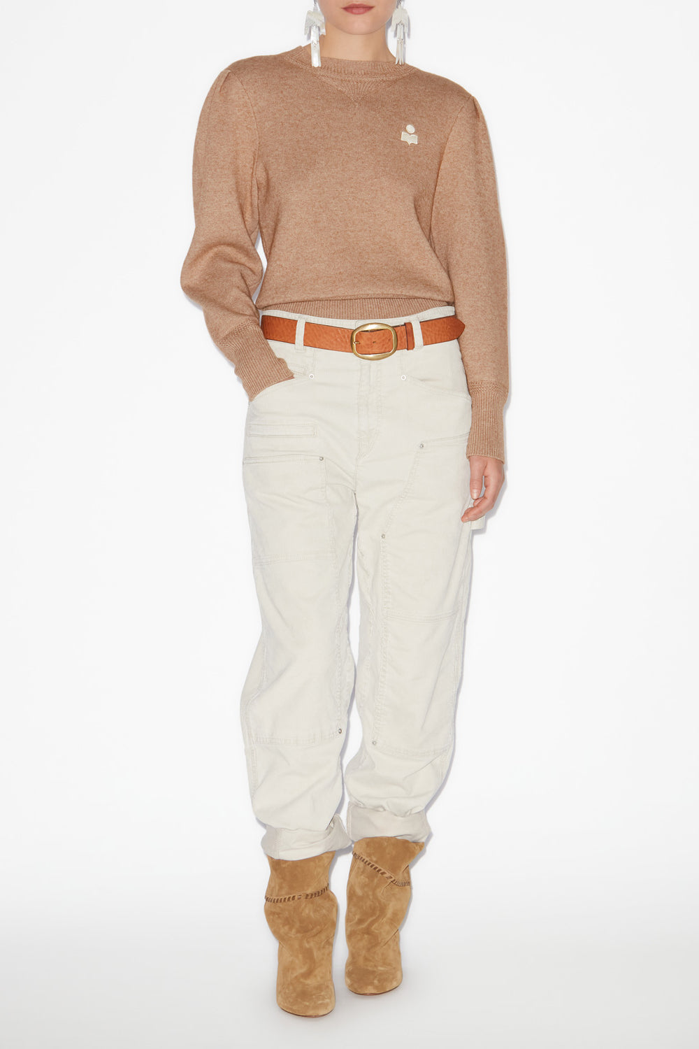 Pull kelaya en maille mélangée fine - Camel - Woman - 2