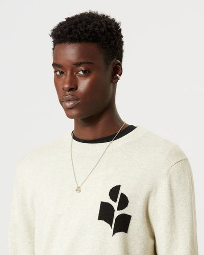 Pull evans à logo en laine et coton - Gris clair - Man - 2