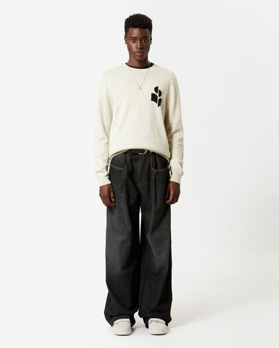Pull evans à logo en laine et coton - Gris clair - Man - 1