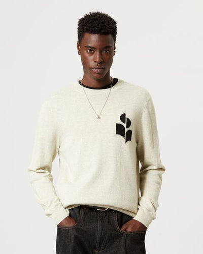 Pull evans à logo en laine et coton - Gris clair - Man - 3
